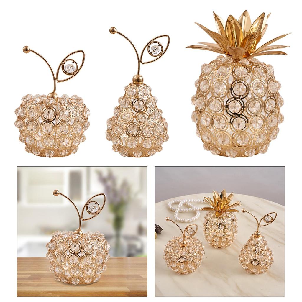 Crystal Fruit Statue Ornament Figurine Art Crafts for TV Cabinet Tabletop Decoration