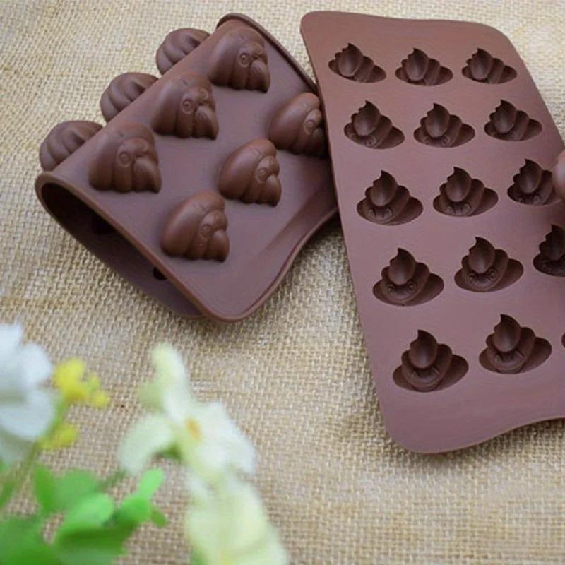 15 Lattices Creative Handmade Shit Faeces Shape Food Grade Silicone Cake Mold Chocolate Candy Silicone Mold DIY Baking Tools