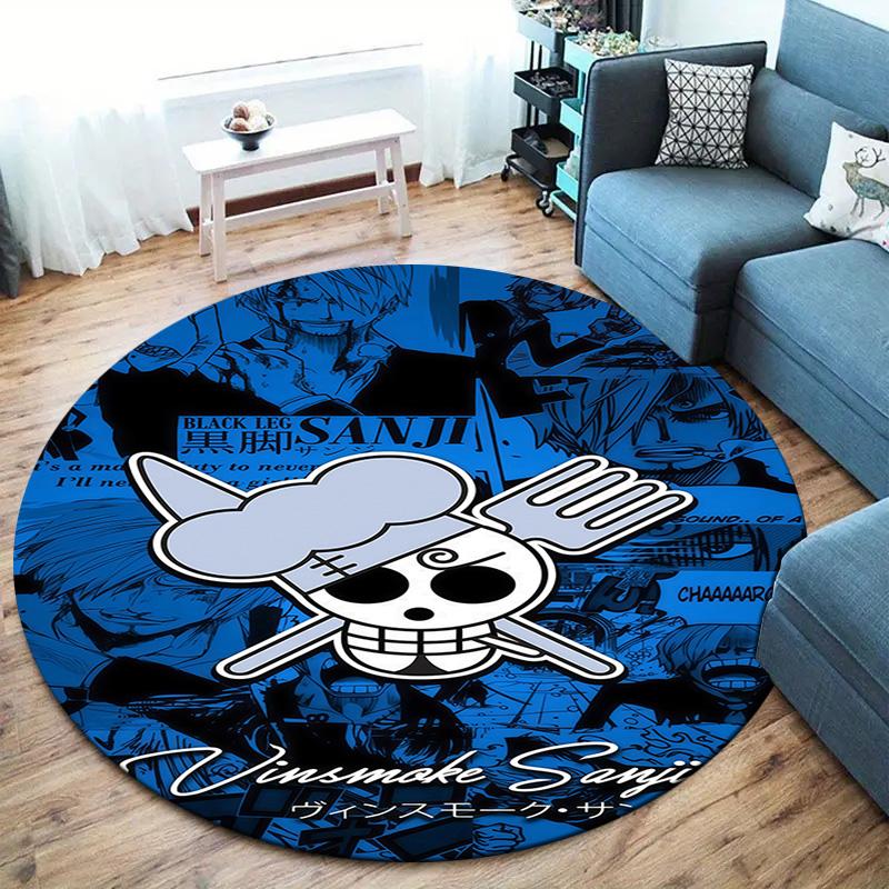 One Piece Straw Hat Pirates Round Area Rug Carpet Rug For Living Room Bedroom Sofa Playroom Decor Nonslip Floor Mat