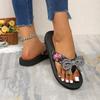 Fashion Women Large Crystal Butterfly-Knot Clip Toe Sandals Multi-Color Print Floral Beach Flip Flops Beautiful Comfort Zapatos De Mujer