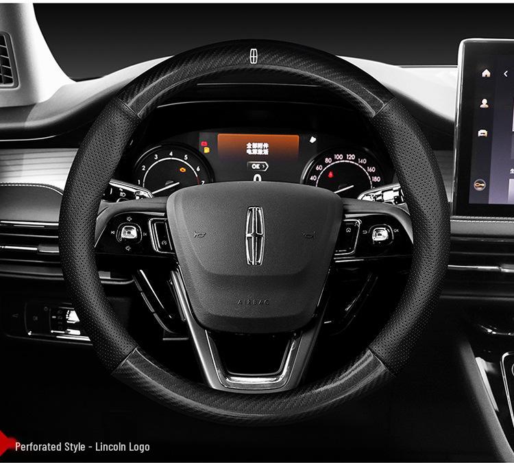 Lincoln Genuine Leather Steering Wheel Cover for MKZ, MKC, MKT - All-Season, Universal Fit