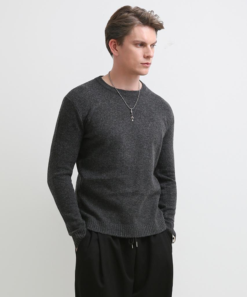 Seuteulaikeu Fine Blend Classic Crew Neck Knit (Charcoal)