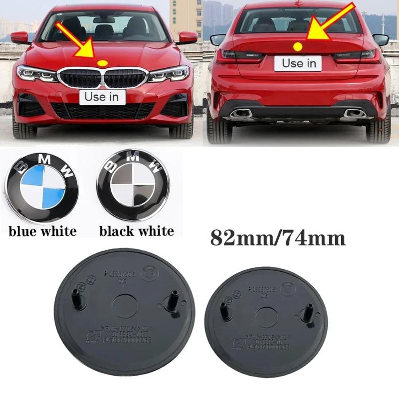 2Pcs 74mm 82mm Car Emblem Logo Rear Trunk Badge For BMW E46 E39 E87 E90 E28 E53 E30 E60 E34 E36 E61 E62 E70 E91 E92