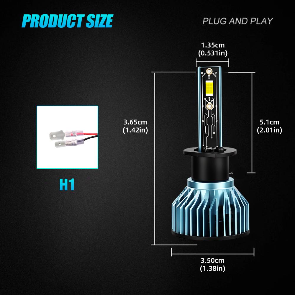 H1 H7 Hi/Lo Beam Led Canbus Lights 1:1 Mini Size Car Headlight With Fan 50000LM Super Bright Turbo Headlamp 6000K Auto Lamp