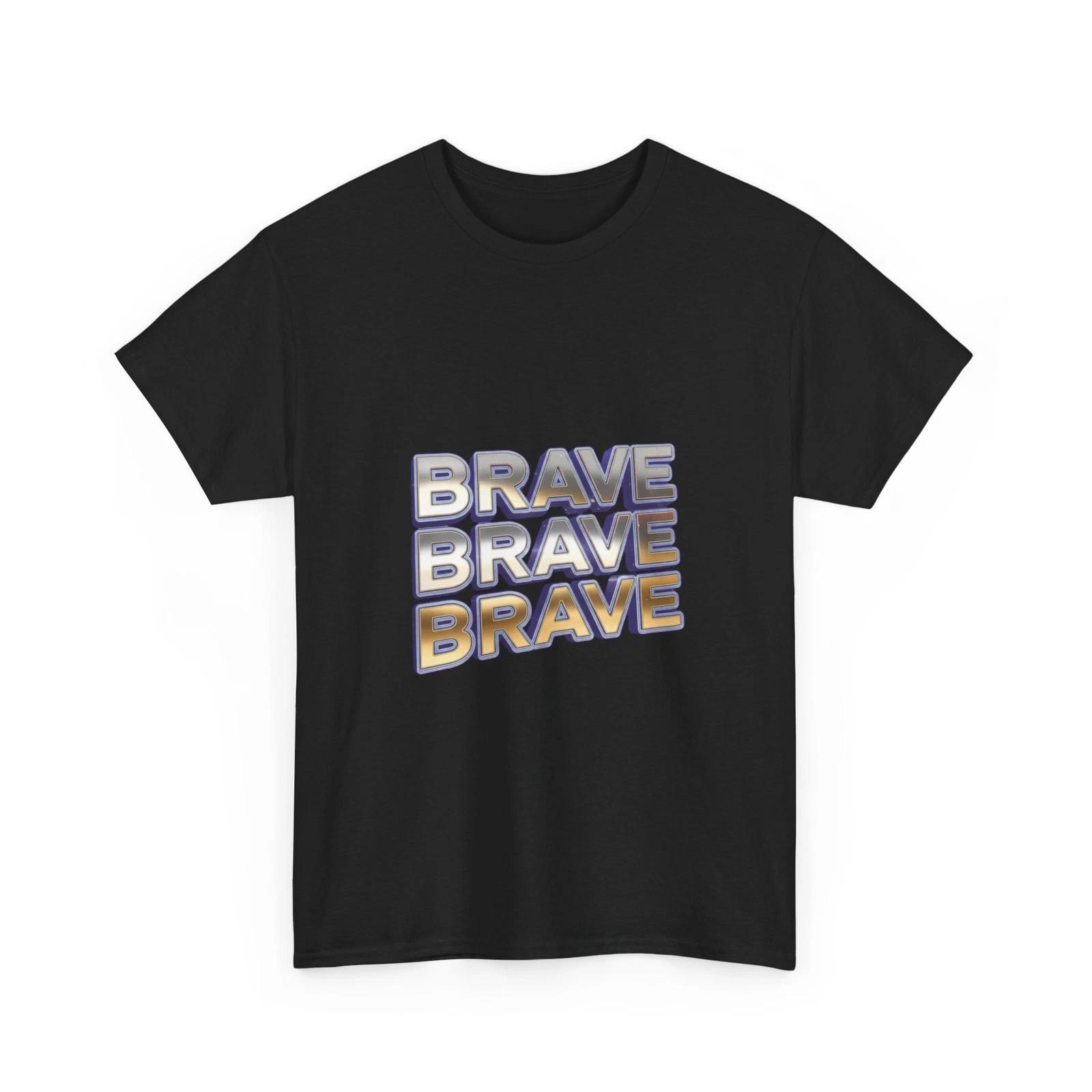 

Brave Repeat Text Tee | Bold Retro Gradient Typography, Brave T-Shirt, Cool Tee L