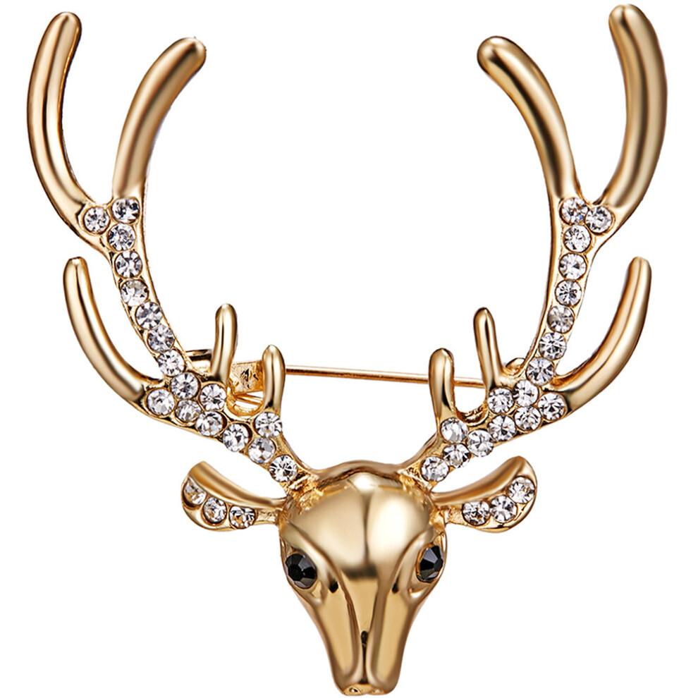 Deer Head Brooch with Antlers, Suitable for Wearing on Clothing