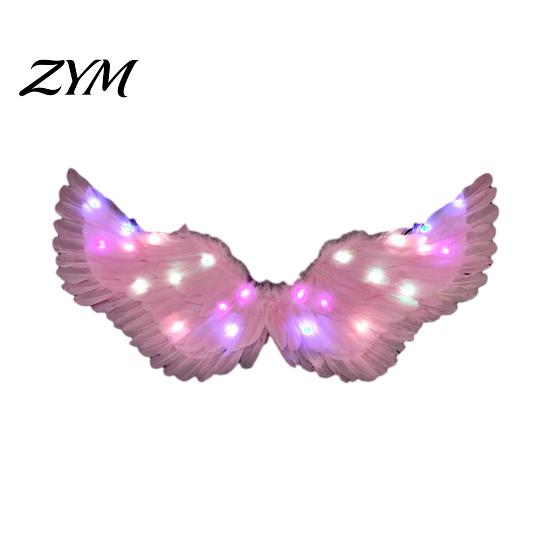 Christmas Angel Costume Accessories LED Light Up Wings Feather for Kids, Swan Glowing Fairy Wings, Halloween Cosplay Party Performance Props Theatre