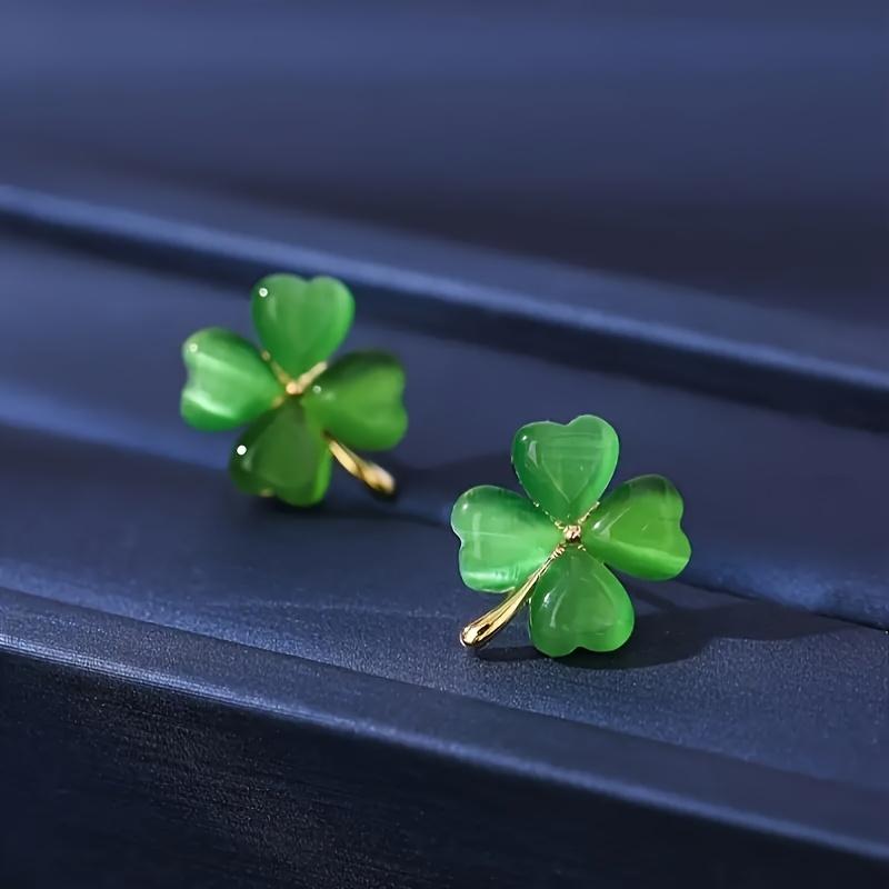 

1 Pair Creative Leaf Grass Stud Earrings, Elegant Classic Design for Women - Everyday Wear, Valentine s Gift зелёный