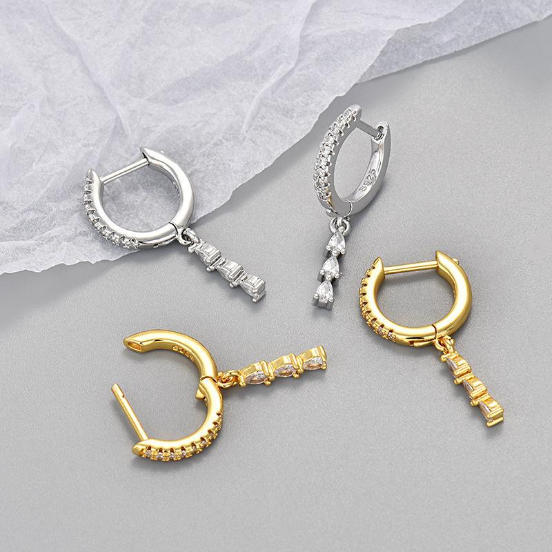 Elegant Rhinestone Teardrop Zircon Long Drop Earrings Sweet Temperament Fashionable Versatile Jewelry For Women