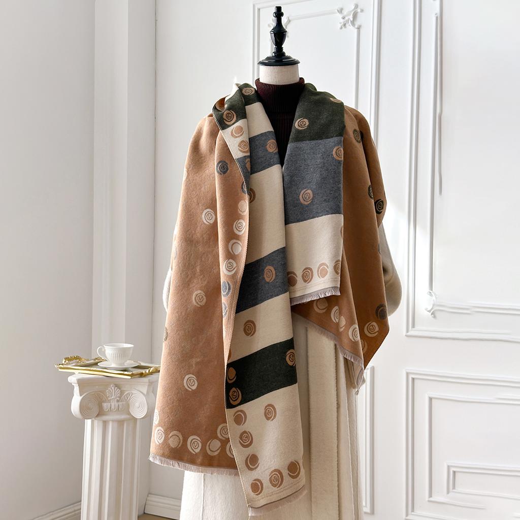 Women'S Luxury Faux Cashmere Scarf Warm Thick  Autumn Winter Pashmina Blanket Poncho Fashion Print For Fashionable Accessories