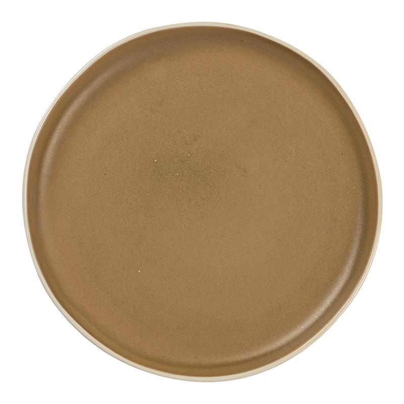 Japanese Style Matte Brown Ceramic Plate Plate Home Restaurant Salad Bowl Vegetable Bowl Ramen Bowl Special-Shaped Bowl