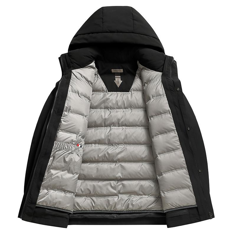 Autumn and Winter New White Duck Down Mid-length Hooded Down Jacket Men's Outdoor Warm Casual Down Jacket Jacket for Men