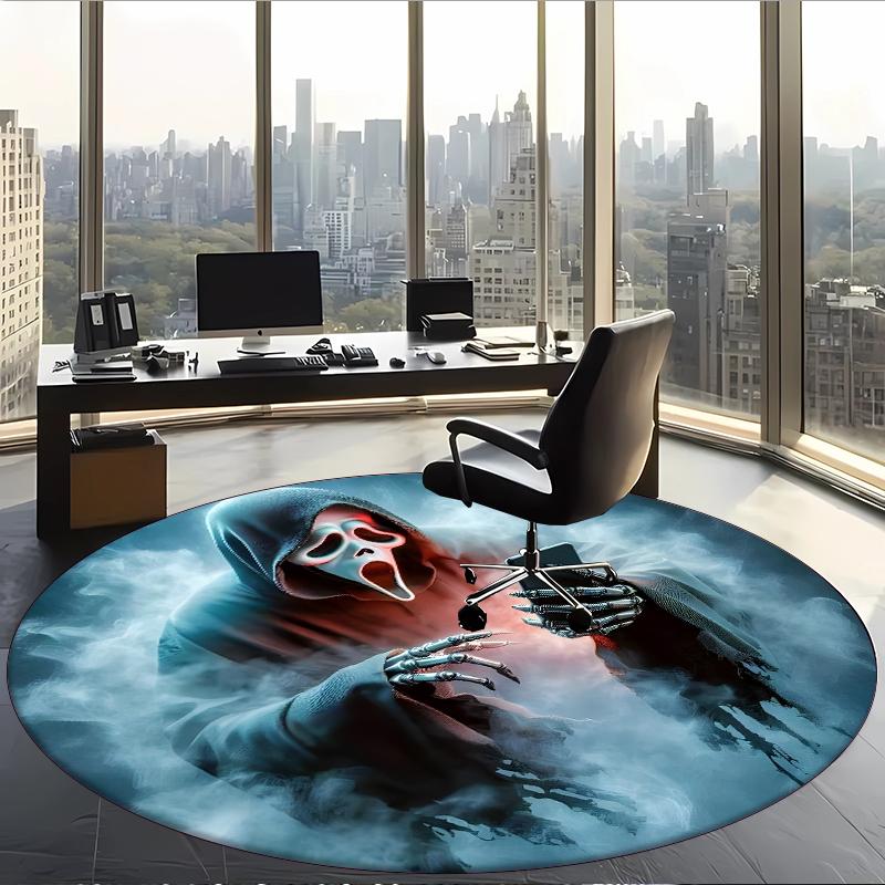 Ghostface (1) Tapis de Bureau Rond Tapis de Sol Décoratif pour Bureau Chambre Salon et Espace Maison