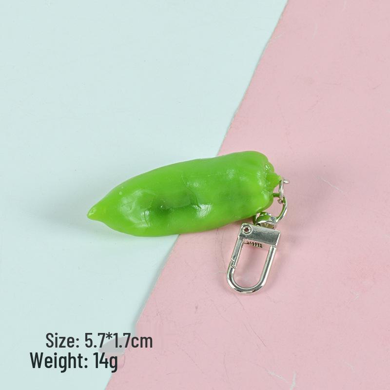 Vegetable Keychain Set: Chili, Broccoli, Garlic Food Pendants - Unique Bag Accessories