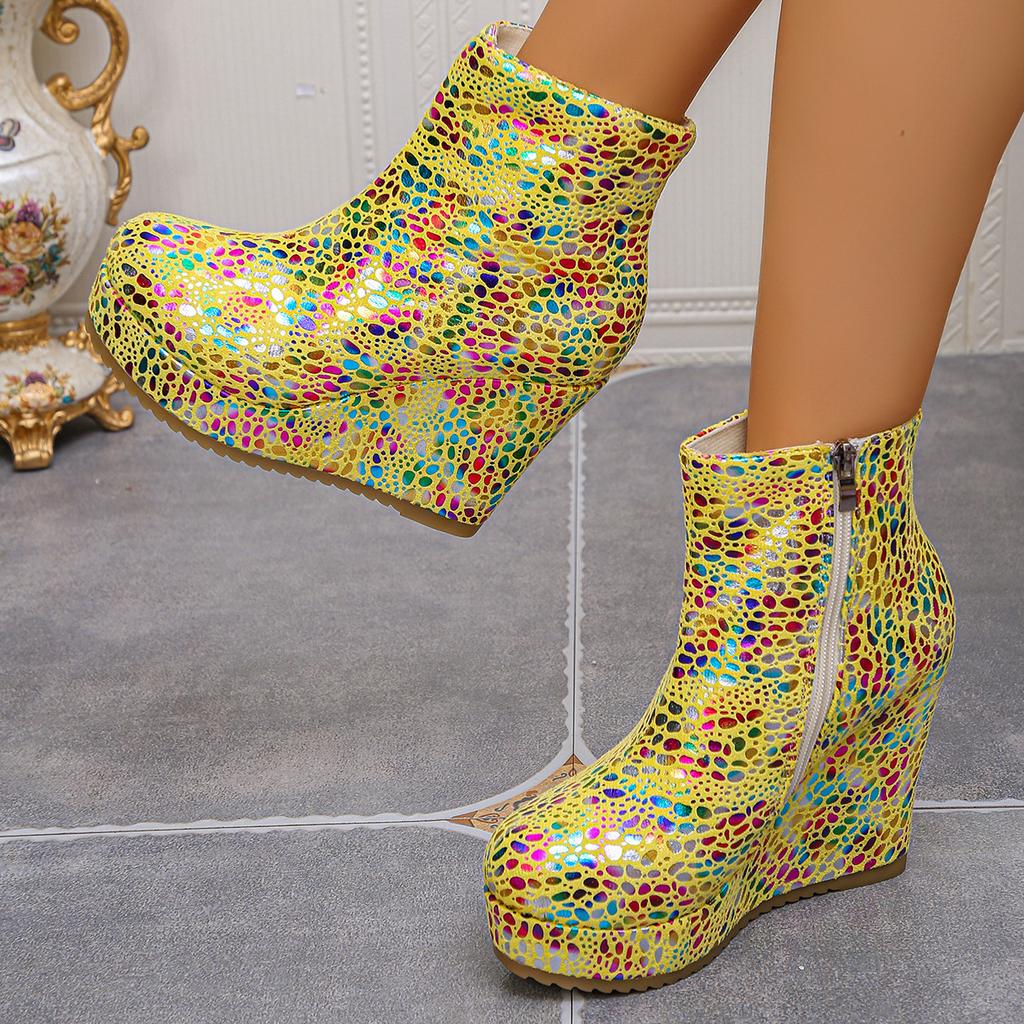 Neue Damen Plateaustiefel mit Keilabsatz, Knielange Nicht Über dem Knie Hohe Absätze Knöchel Kurze Stiefel, Große Größen Mode Damen Schuhwerk