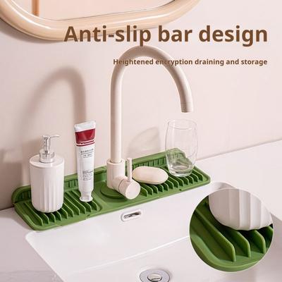 Kitchen Sink Faucet Mat Wear Resistant Quick-Drying Simple Installation Easy To Clean Silicone Draining Mat
