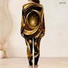 Women Plus Size Two Piece Pants Set Half Zip Neck Long Sleeve Printed Longline Top Fitted Pants Black White