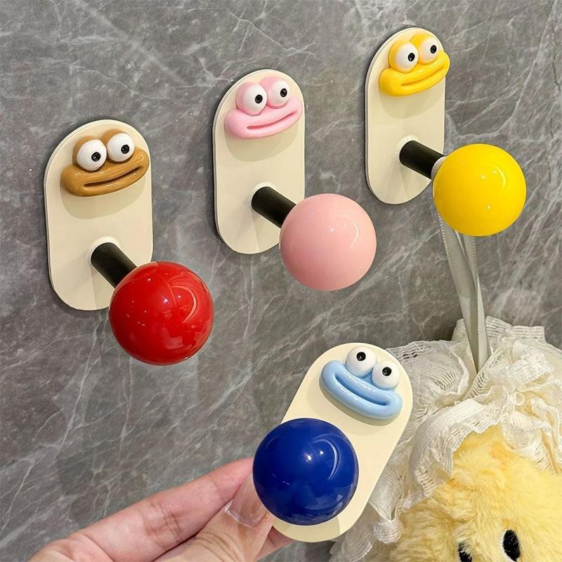 1 Pcs Cute Sausage Mouth Wall Hook Color Ball Creative Fun Hook No Stamping Multi-Purpose Mounting Hook