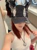 Junk Style Y2K Doberman Dog Ears Washed Cowboy Baseball Cap Dark Tie Punk Personality Street Cap Tide