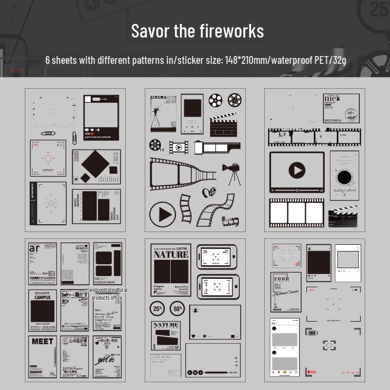 Retro Film & Photo Frame Journal Stickers Pack - DIY Collage & Pet Designs