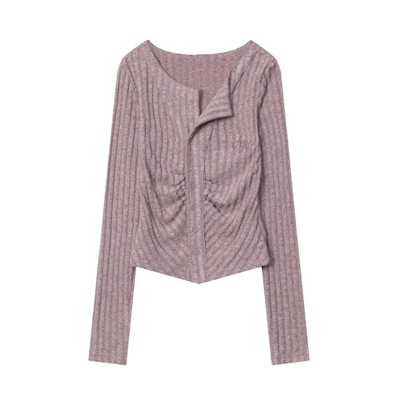 Autumn Women's Blouse Sexy Temperament Knitted Cardigan Single-breasted Long-sleeved Tide Top
