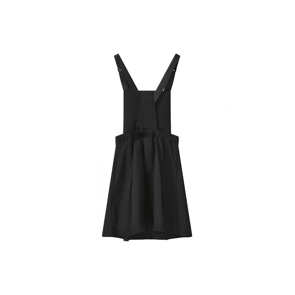 FILA Solid Color Loose Waist Drawstring Fashion Casual Sleeveless Dress Women dresses Black F11W229312F-BK