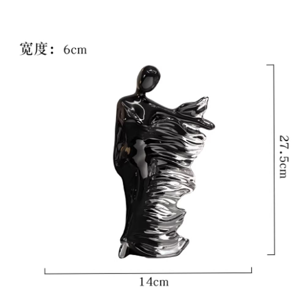 Elegant Ceramic Goddess Sculpture Silver Gradient Art Sculpture Light Luxury Figures Art Ornaments Decorated with Unique Gifts