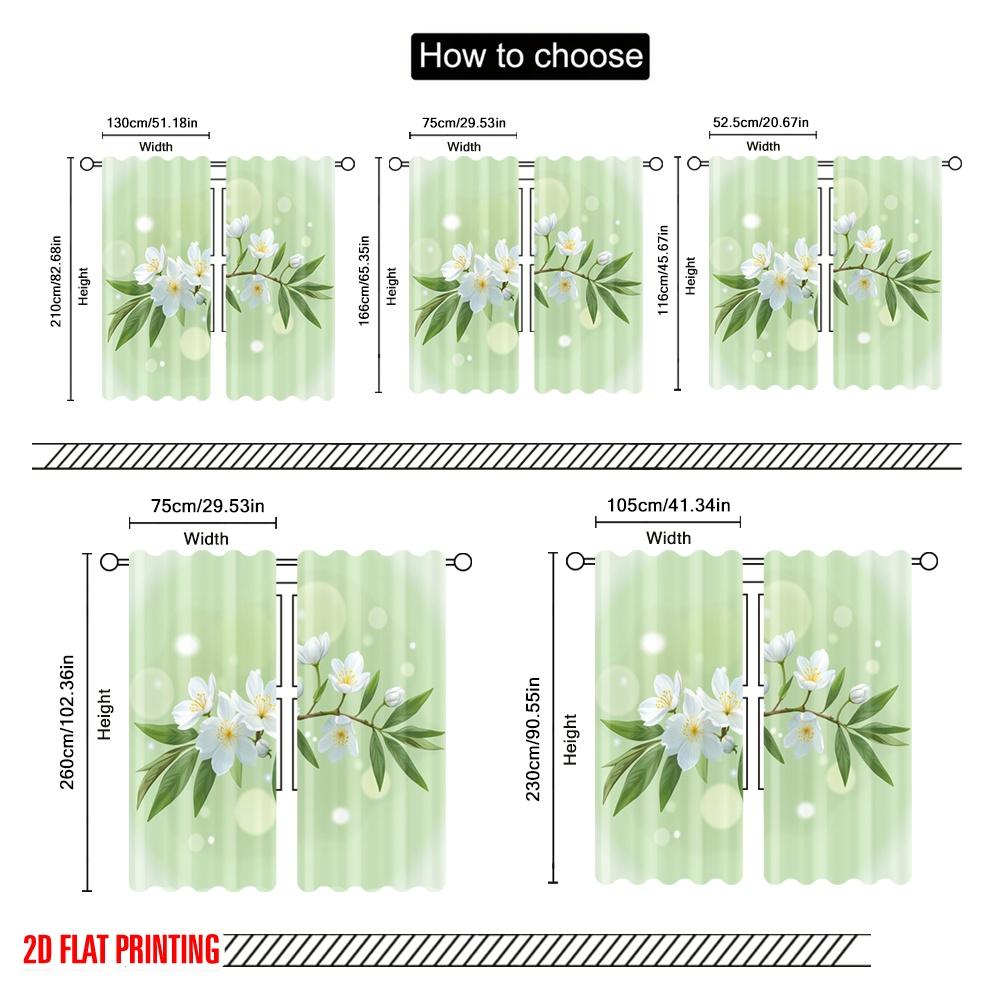 2pcs,2D Plane Printing Print Curtains Blossom Breeze Versatile Fabric (without Rod) Versatile All for Bedroom & Living Room,