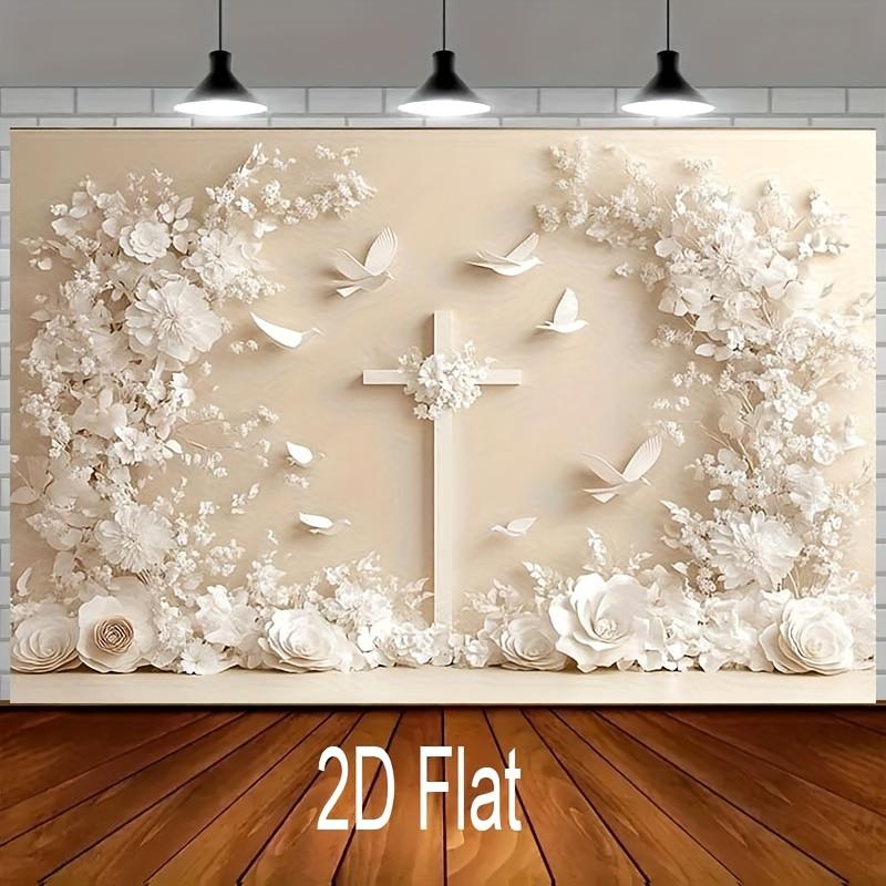 2D plane, 1 cross and pigeon-themed background, suitable for celebration events and photography