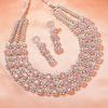 Charming Estele 3 Layers Necklace Set with Rhodium Plated CZ and Mint Pink and White Crystals for Women