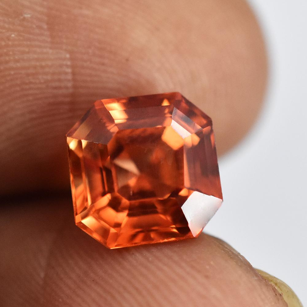 Natural Orange Sapphire Loose Gemstone 4.20 Ct Brilliant Square Cut September Birthday Birthstone