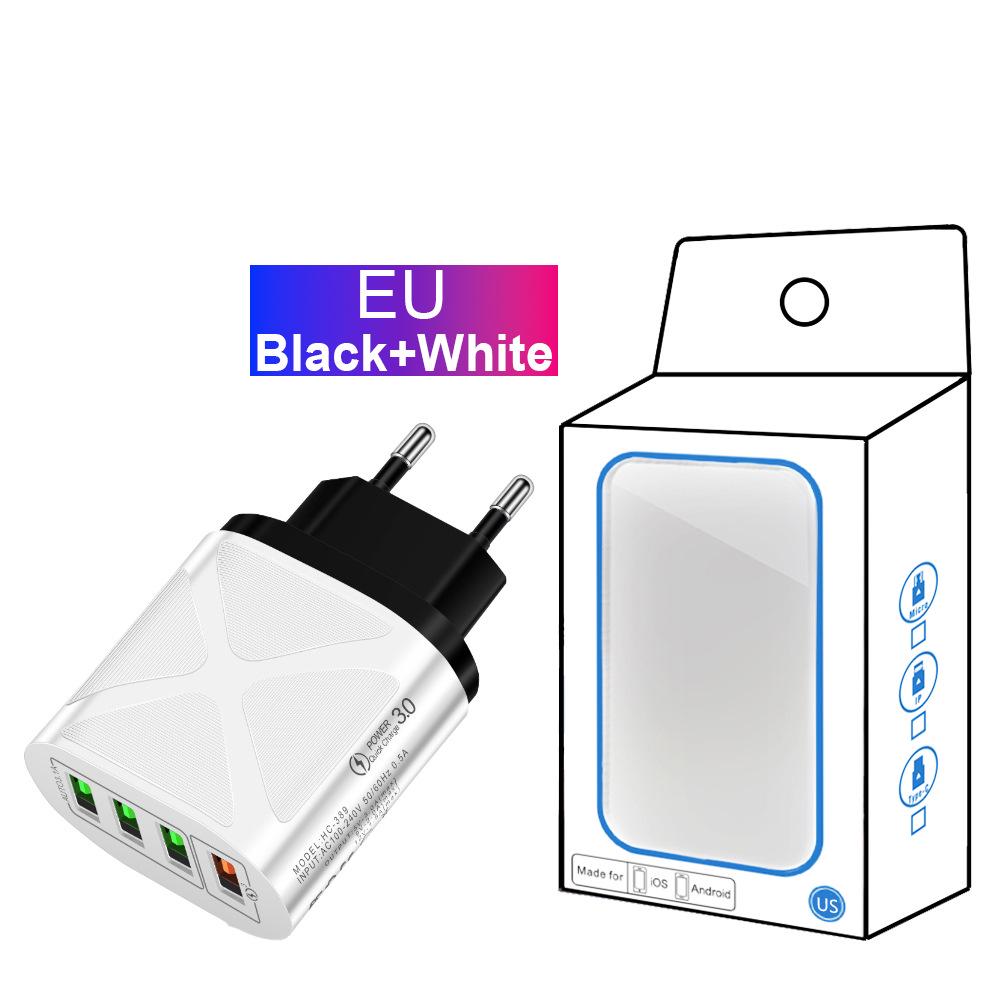 4-Port USB Fast Charger 5V/9V/12V QC3.0, European/American/British/Australian Standards, New Model