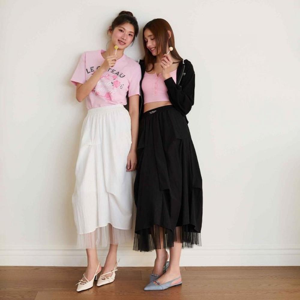 EGOIST Unbalanced Layered Banding Skirt Es2osk03