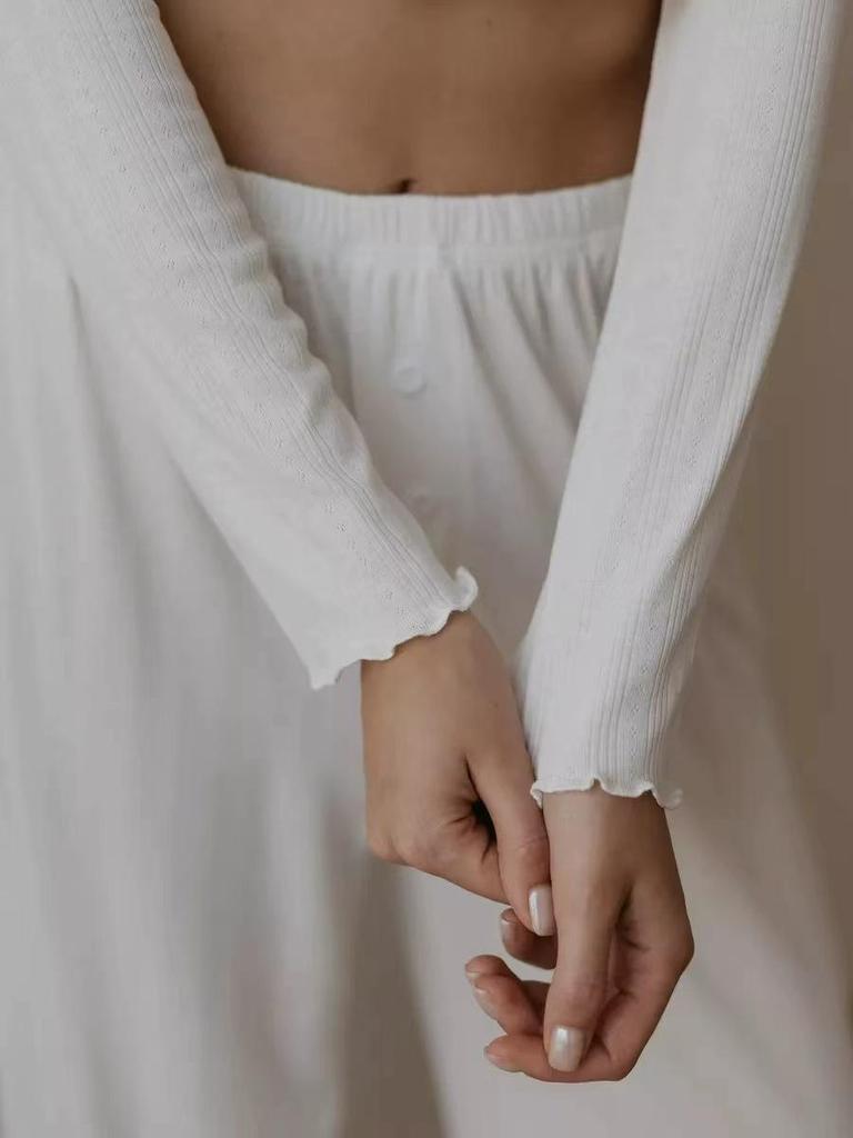 European & American Autumn/Winter Cotton Blend Knit Long Sleeve & Pants Set