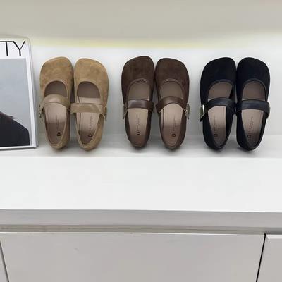 Retro Matte Anti-velvet Leather Flat-soled Single Shoes Women's New Mango Head Not Picky Mary Jane Shoes Super Soft Small Leather Shoes