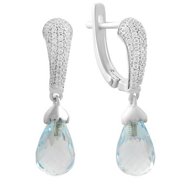 Silver Earrings with Natural Topaz 9.364ct, Cubic Zirconia (2206972)