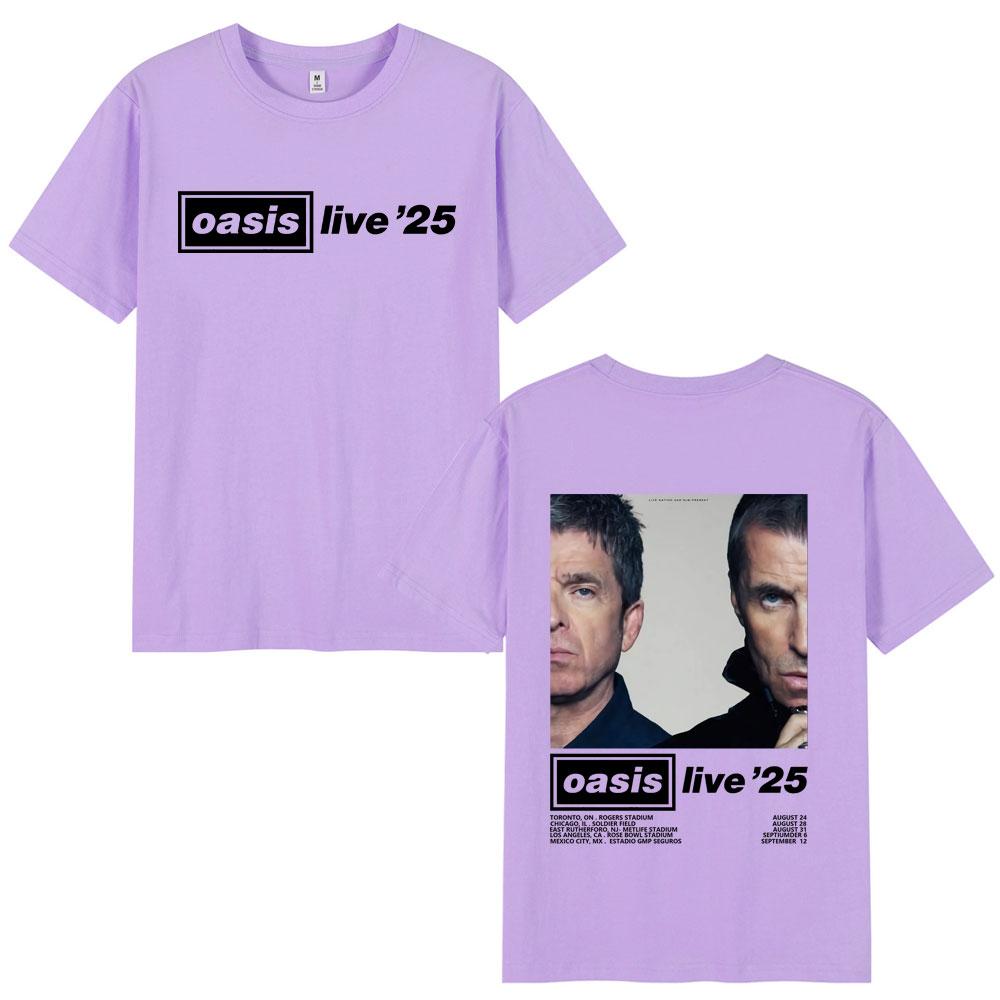 O-Oasis Live 25 Tour T-Shirts British Rock Band T-shirt Mens Clothing Cotton Casual Short Sleeve Tee Shirt Oversized Streetwear