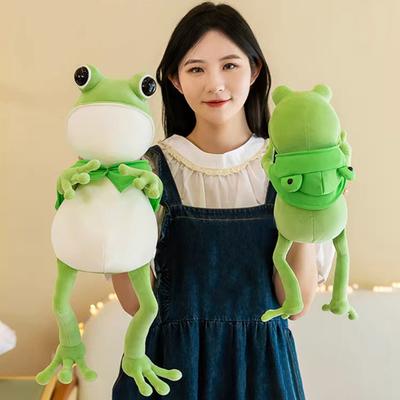 Cartoon Frog Stuffed Pillow Toy Cute Big Eyes Long-legged Green Frog Plushies Companion Sleep Pillow Soft Stuffed Animal Doll Girl Plush Toy