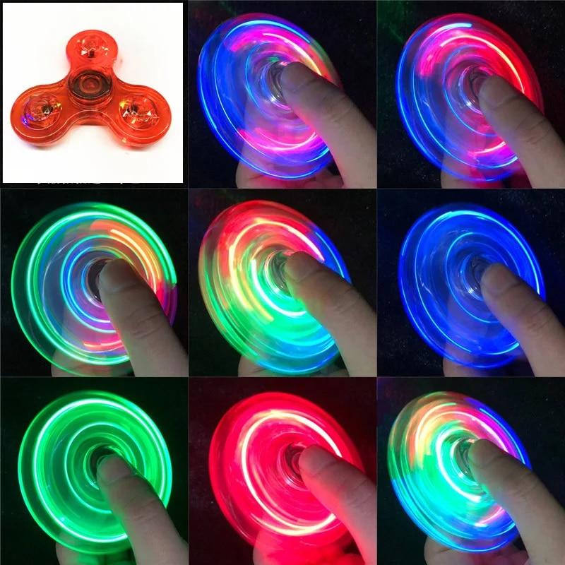 

Кришталево світлодіодне світло Fidget Spinner Hand Top Spinners Glow in Dark EDC Stress Relief Toys Кінетичний гіроскоп для дітей red