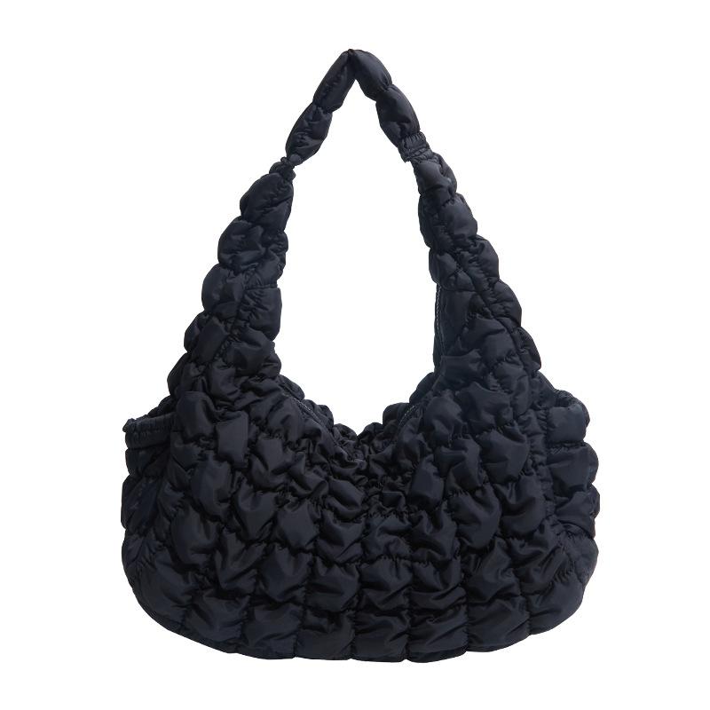 

Puffy Padded Shoulder Bag Half Moon Plaids Quiltded Women Handbag Ruched Oxford Armpit Designer Bags for Women Hobo Shopper Tote