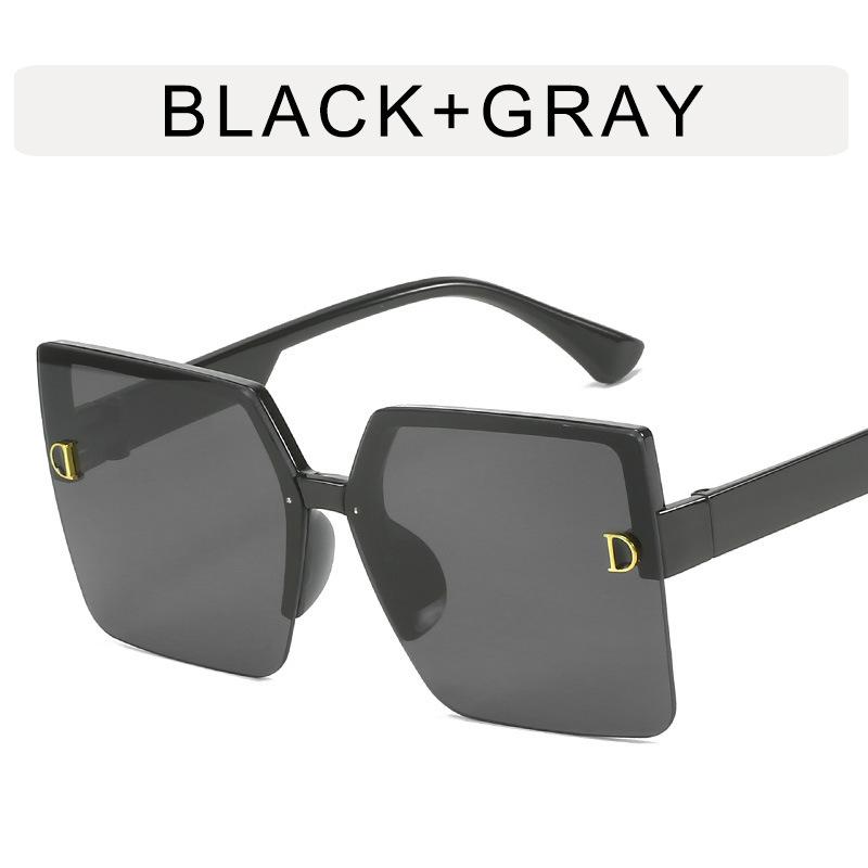 Fashion Trendy Women Sunglasses Square Shape Big Frame Semi-rimless Sunglasses Female High Quality Women Sun glasses