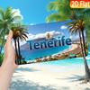 Tenerife Insulele Canare Plajă Tropicală de Coastă Palmier Munte Vulcanic Peisaj Placă de Înmatriculare Imprimată Plat D Vopsea Metalică de Aluminiu