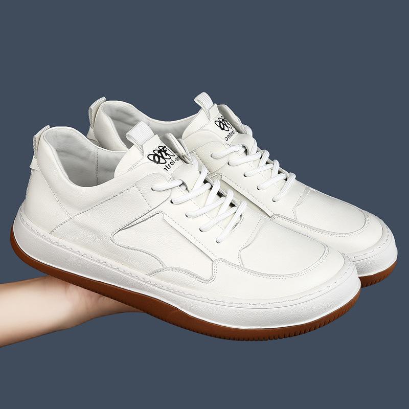 Spring new breathable casual leather shoes crooked clown shoes thick baseplate shoes men's shoes trendy shoes