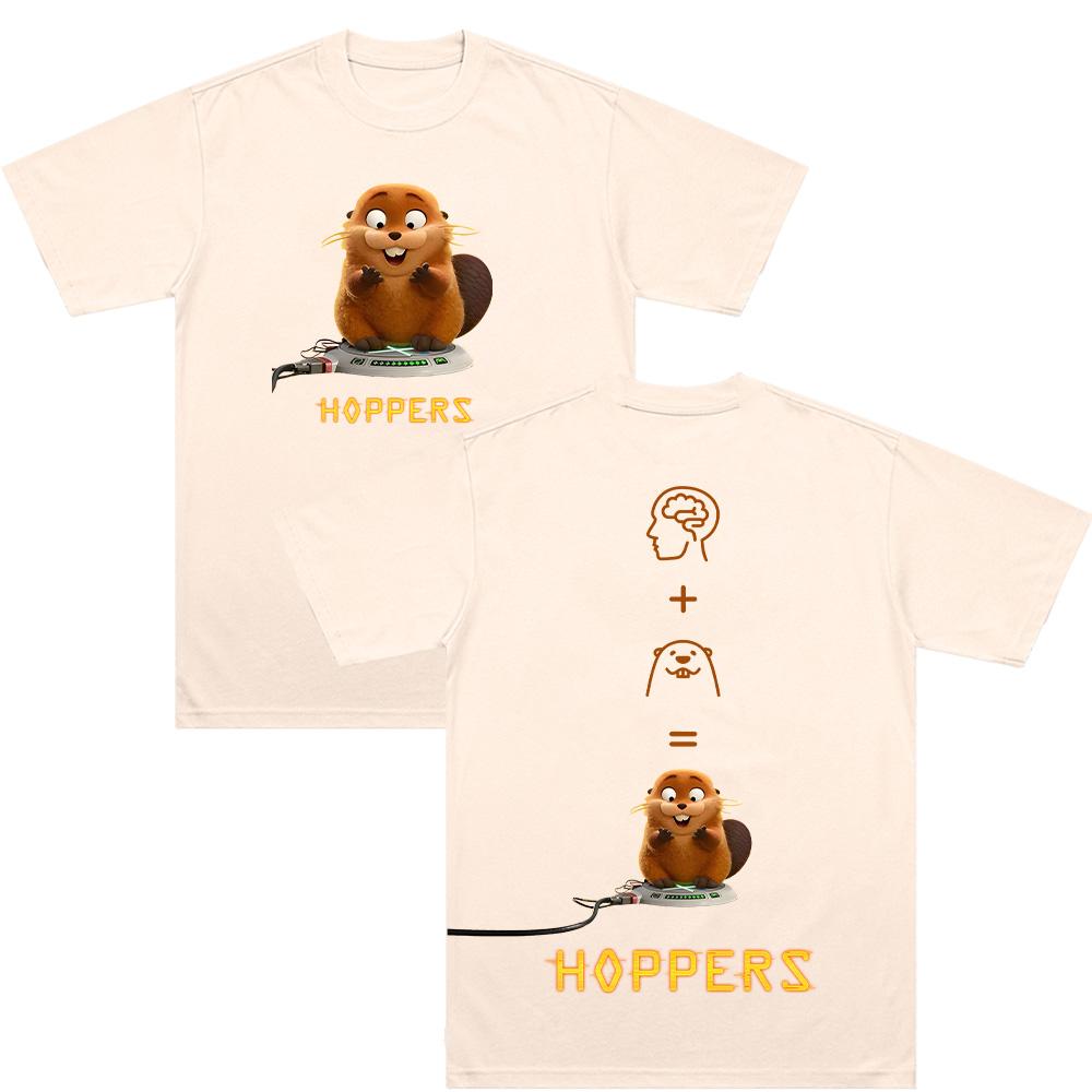 Hoppers Cartoon Print T-shirts Trendy Funny Gift Unisex Clothing Cotton Short Sleeve Anime Fashion Tees