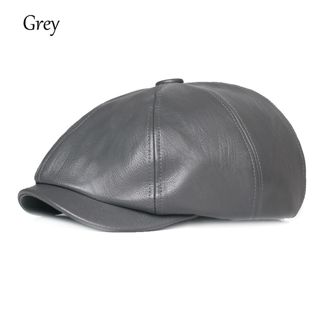 100.00% PU Leather Octagonal Unisex Forward Newsboy Berets Cap Hats