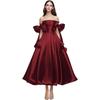 Elegant One-Shoulder Cross-Body Light Wedding Dress with Lace-Up Back and Puffy Skirt