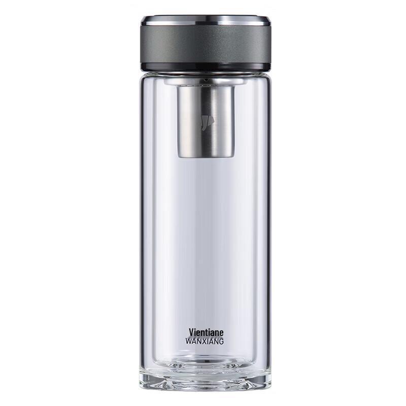 WANXIANG Double-Layer Glass Portable Water Bottle