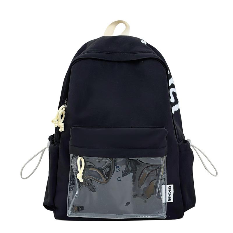 Schoolbag Japanese student travel schoolbag Mori simple letter backpack large capacity light commute solid color backpack versatile