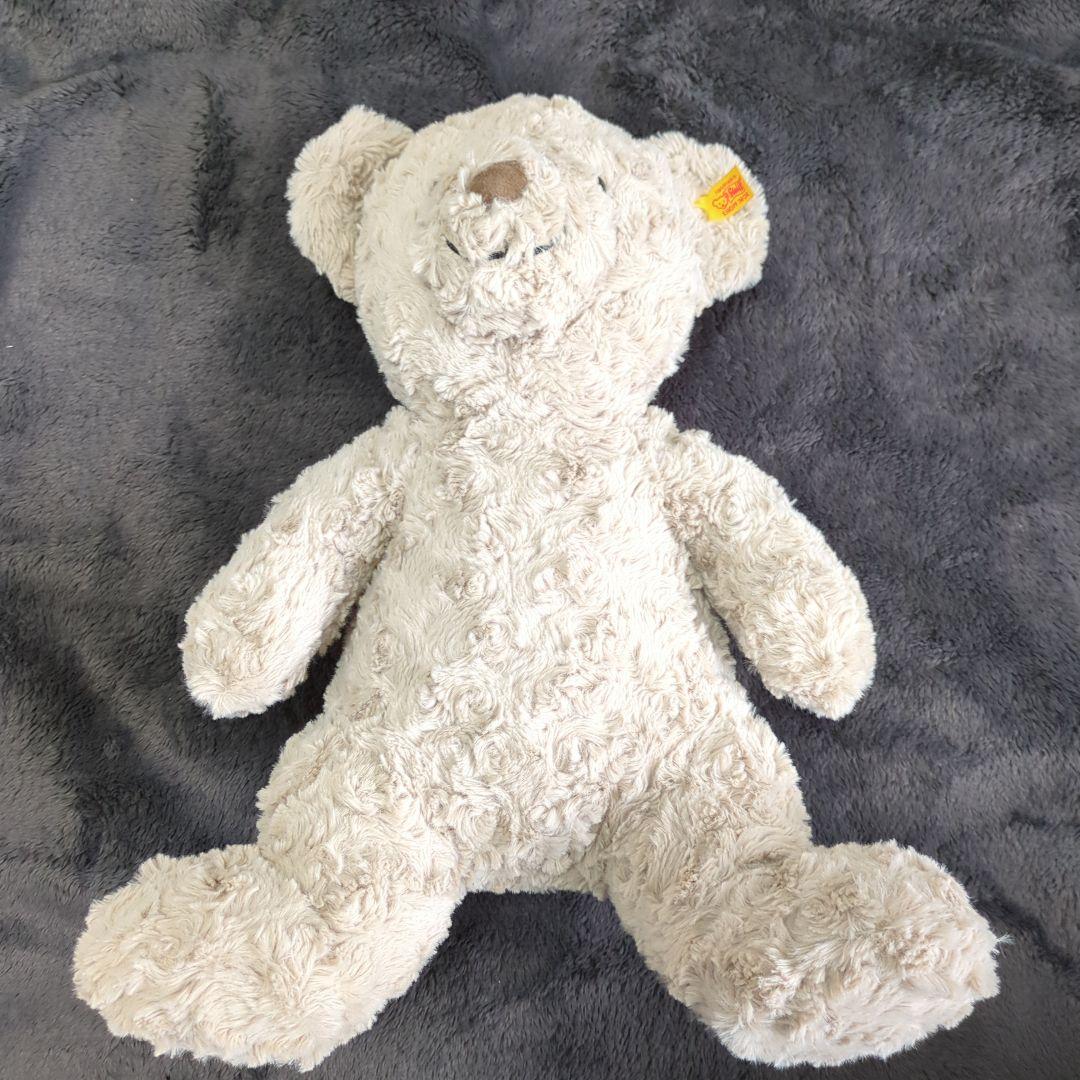 

[USED] Beige Steiff teddy bear with anonymous shipping tag, approximately 33cm