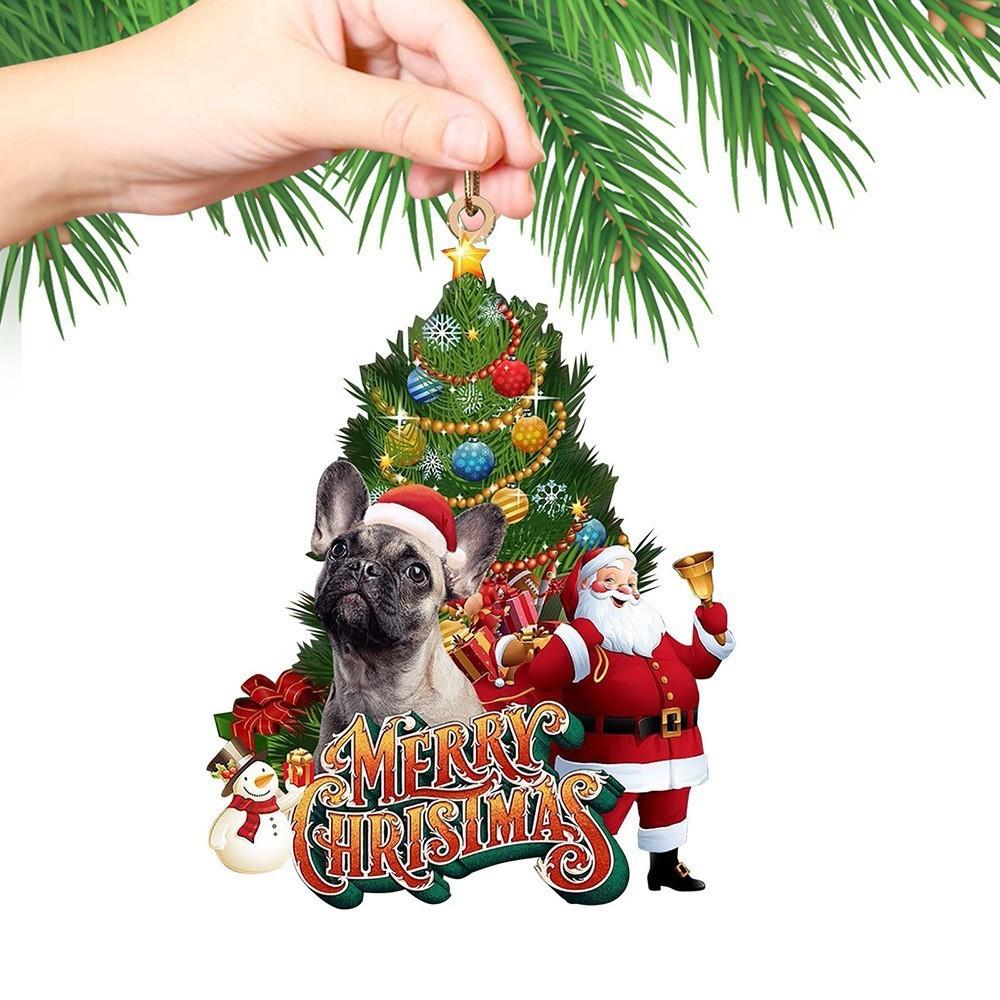 

Whimsical Santa Dog Christmas Ornament Acrylic Home Decor Festive Hanging Gift 11